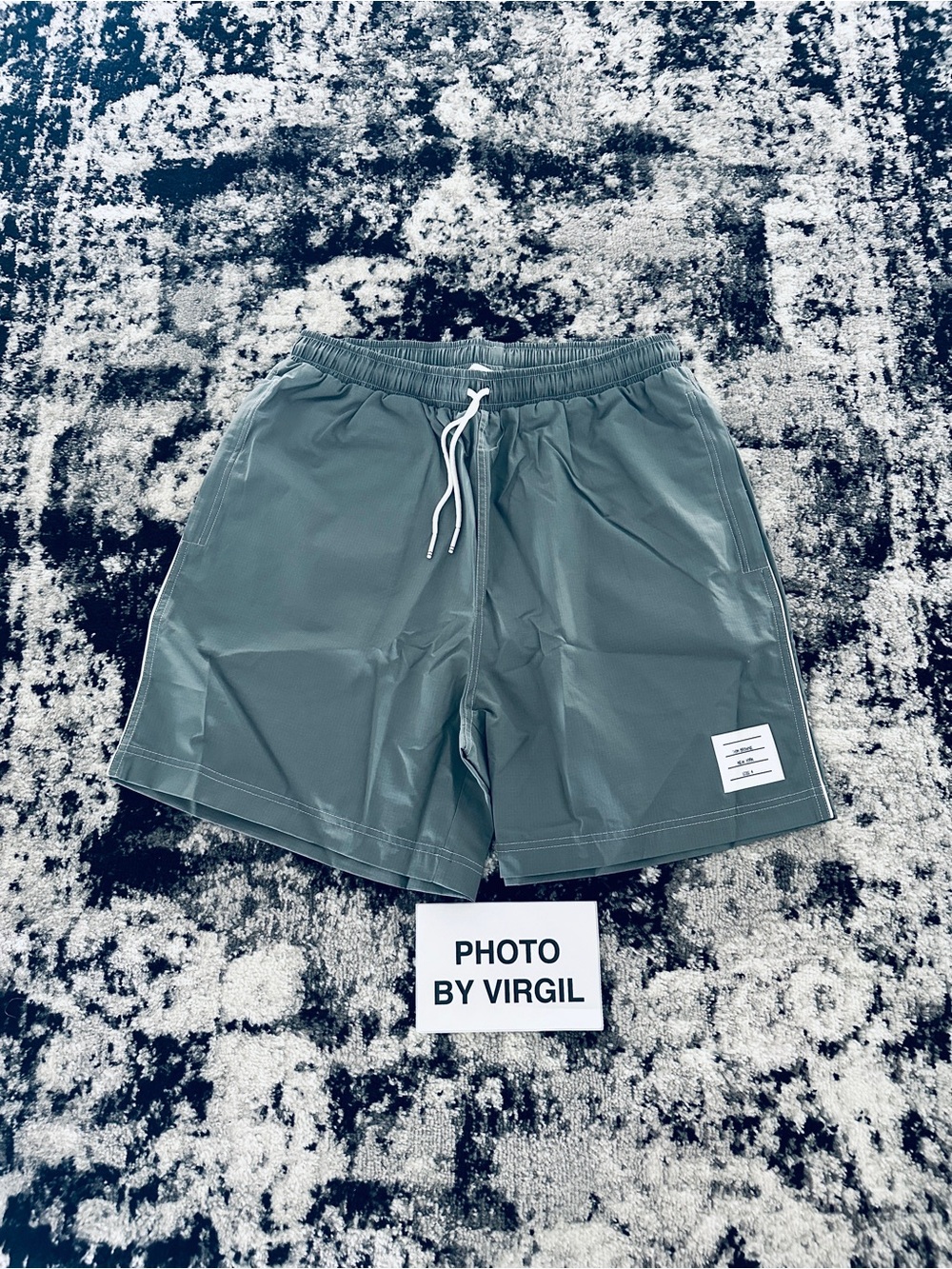 Thom Browne Gray Drawstring Swim Shorts Size 4 NWT 100% Authentic